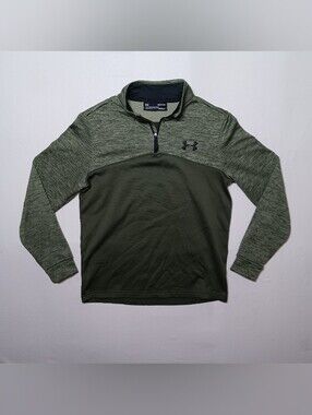 Under Armour Storm Mens 1/4 Zip Pullover Fleece Small Olive 1286434 ColdGear
